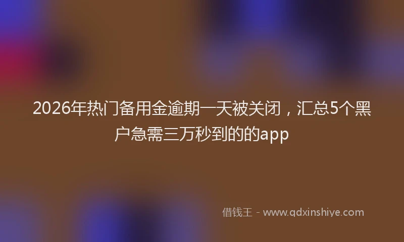 2026年热门备用金逾期一天被关闭，汇总5个黑户急需三万秒到的的app