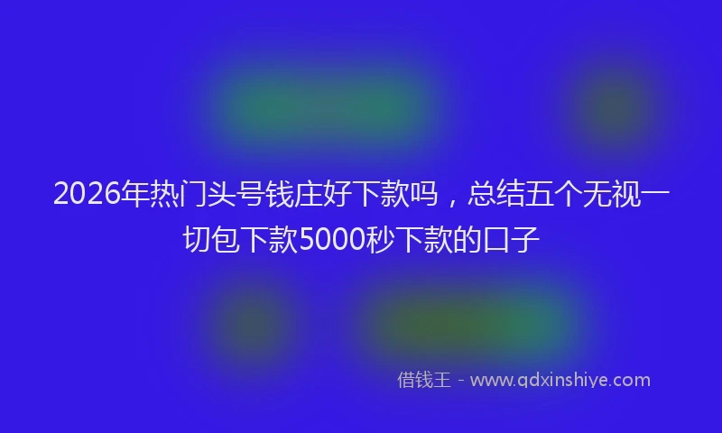 2026年热门头号钱庄好下款吗，总结五个无视一切包下款5000秒下款的口子
