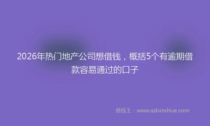 2026年热门地产公司想借钱，概括5个有逾期借款容易通过的口子