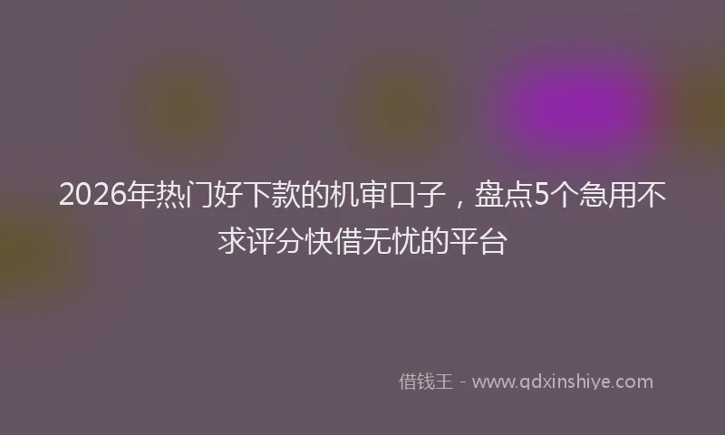 2026年热门好下款的机审口子，盘点5个急用不求评分快借无忧的平台