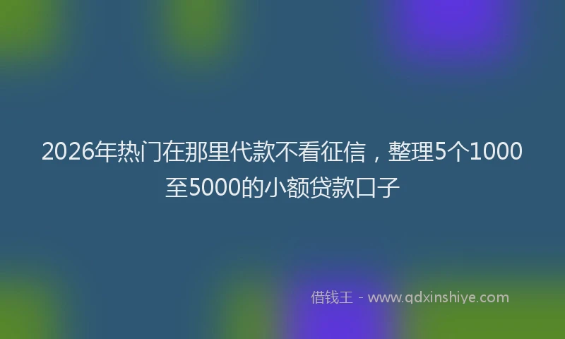 2026年热门在那里代款不看征信，整理5个1000至5000的小额贷款口子