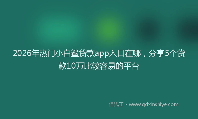 2026年热门小白鲨贷款app入口在哪，分享5个贷款10万比较容易的平台