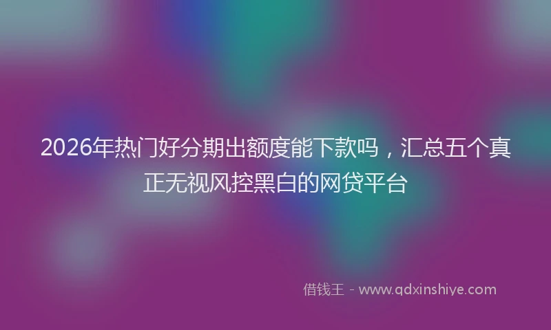 2026年热门好分期出额度能下款吗，汇总五个真正无视风控黑白的网贷平台
