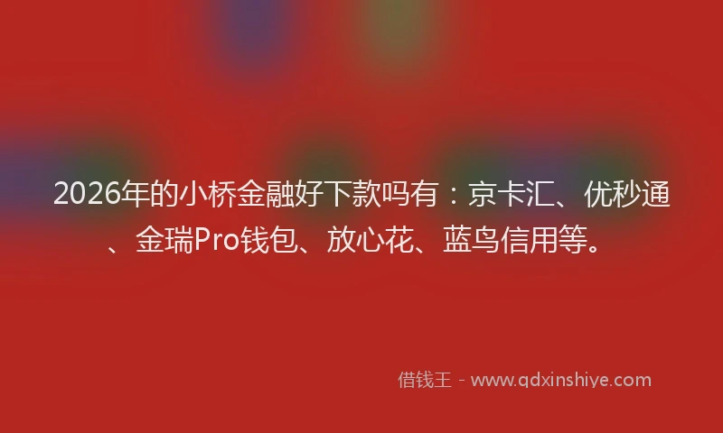 2026年的小桥金融好下款吗有：京卡汇、优秒通、金瑞Pro钱包、放心花、蓝鸟信用等。