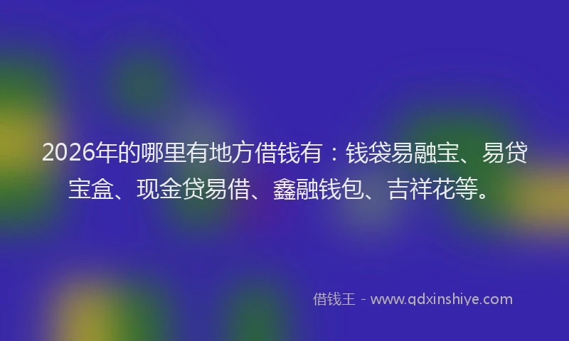 2026年的哪里有地方借钱有：钱袋易融宝、易贷宝盒、现金贷易借、鑫融钱包、吉祥花等。