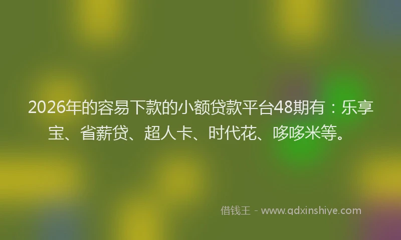 2026年的容易下款的小额贷款平台48期有:乐享宝、省薪贷、超人卡、时代花、哆哆米等。