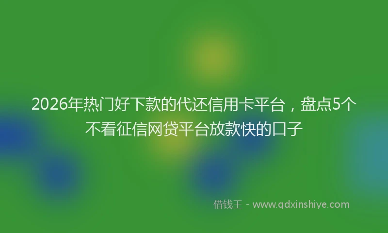 2026年热门好下款的代还信用卡平台，盘点5个不看征信网贷平台放款快的口子