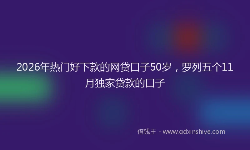 2026年热门好下款的网贷口子50岁，罗列五个11月独家贷款的口子