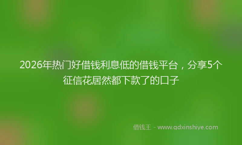2026年热门好借钱利息低的借钱平台，分享5个征信花居然都下款了的口子