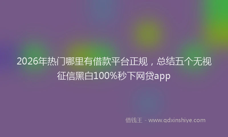 2026年热门哪里有借款平台正规，总结五个无视征信黑白100%秒下网贷app