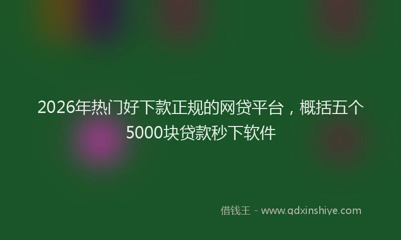 2026年热门好下款正规的网贷平台，概括五个5000块贷款秒下软件