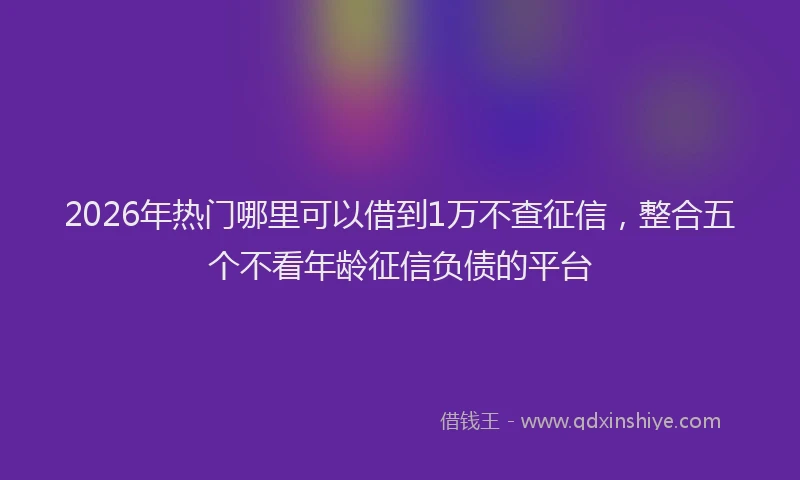 2026年热门哪里可以借到1万不查征信，整合五个不看年龄征信负债的平台