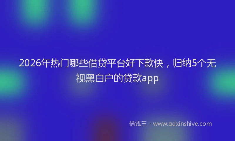 2026年热门哪些借贷平台好下款快，归纳5个无视黑白户的贷款app