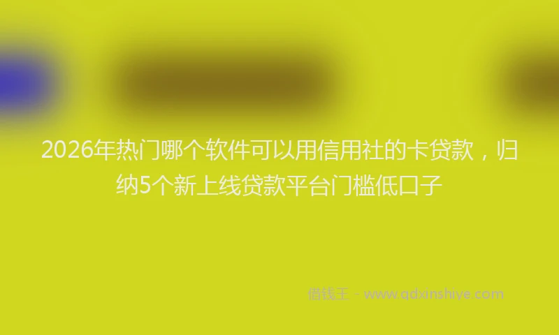 2026年热门哪个软件可以用信用社的卡贷款，归纳5个新上线贷款平台门槛低口子
