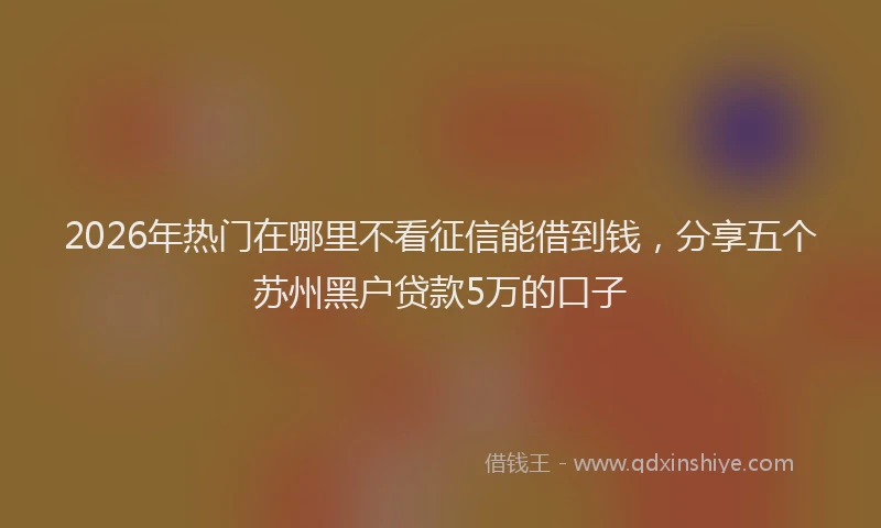 2026年热门在哪里不看征信能借到钱，分享五个苏州黑户贷款5万的口子