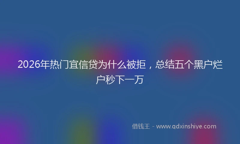 2026年热门宜信贷为什么被拒，总结五个黑户烂户秒下一万