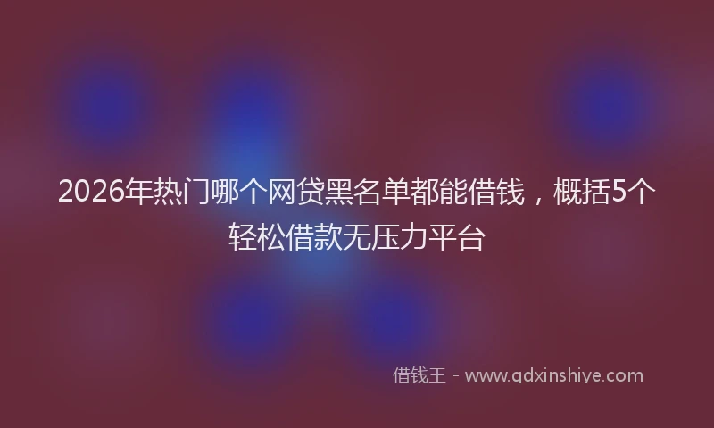 2026年热门哪个网贷黑名单都能借钱，概括5个轻松借款无压力平台