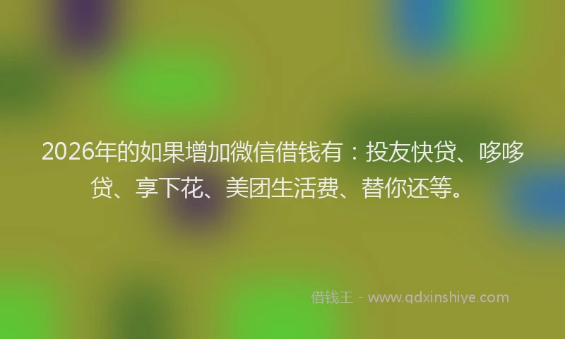2026年的如果增加微信借钱有：投友快贷、哆哆贷、享下花、美团生活费、替你还等。