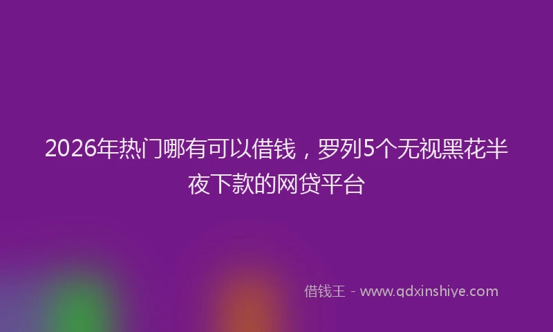 2026年热门哪有可以借钱，罗列5个无视黑花半夜下款的网贷平台