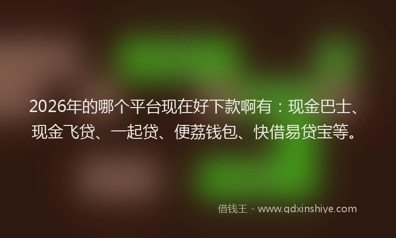 2026年的哪个平台现在好下款啊有：现金巴士、现金飞贷、一起贷、便荔钱包、快借易贷宝等。