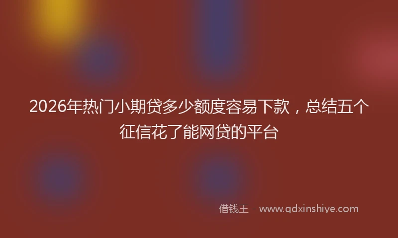 2026年热门小期贷多少额度容易下款，总结五个征信花了能网贷的平台