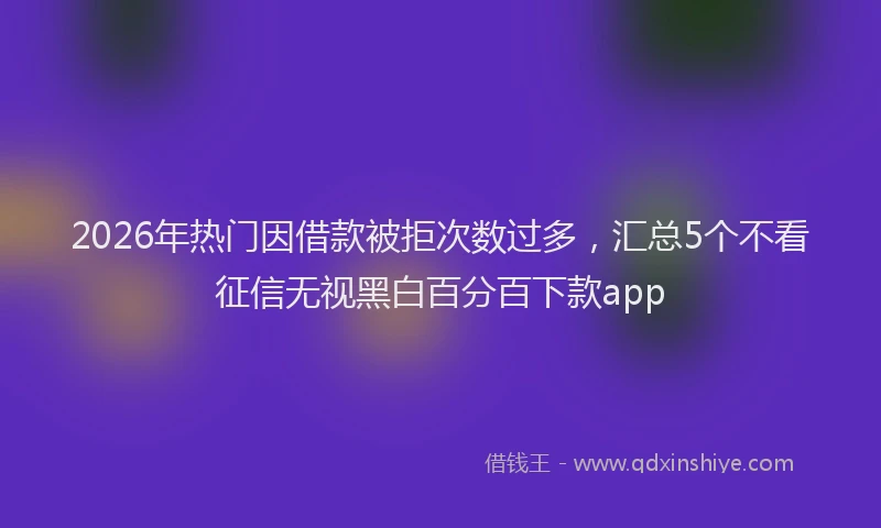 2026年热门因借款被拒次数过多，汇总5个不看征信无视黑白百分百下款app