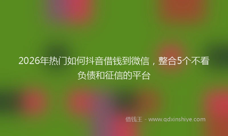 2026年热门如何抖音借钱到微信，整合5个不看负债和征信的平台