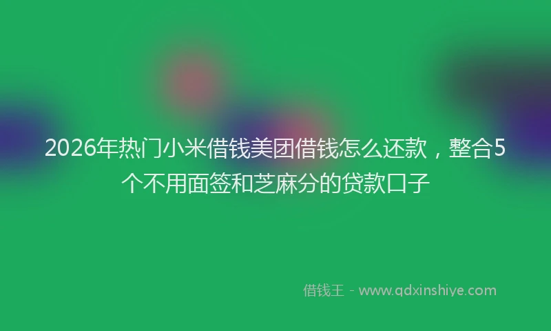 2026年热门小米借钱美团借钱怎么还款，整合5个不用面签和芝麻分的贷款口子