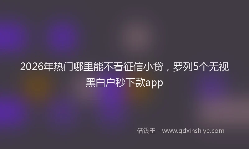 2026年热门哪里能不看征信小贷，罗列5个无视黑白户秒下款app