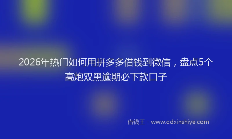 2026年热门如何用拼多多借钱到微信，盘点5个高炮双黑逾期必下款口子