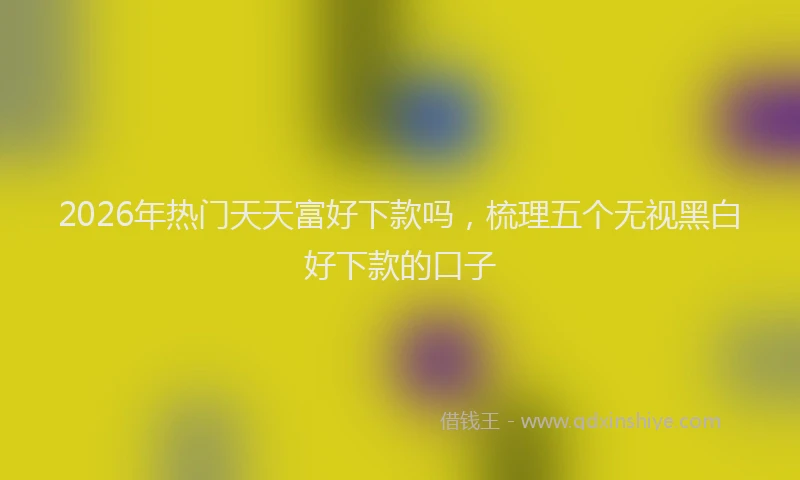 2026年热门天天富好下款吗，梳理五个无视黑白好下款的口子