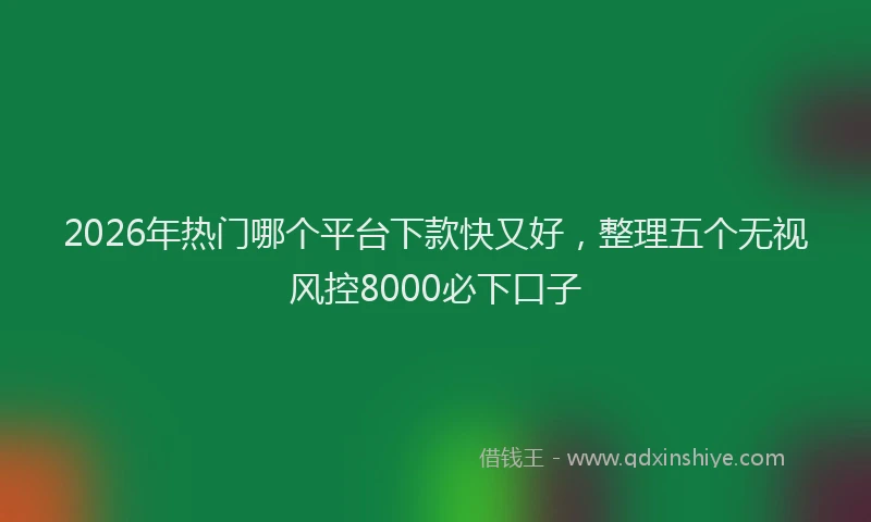 2026年热门哪个平台下款快又好，整理五个无视风控8000必下口子