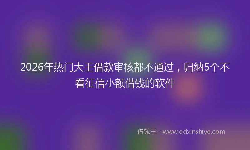 2026年热门大王借款审核都不通过，归纳5个不看征信小额借钱的软件