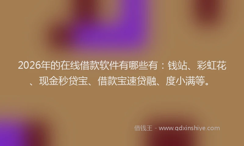 2026年的在线借款软件有哪些有：钱站、彩虹花、现金秒贷宝、借款宝速贷融、度小满等。