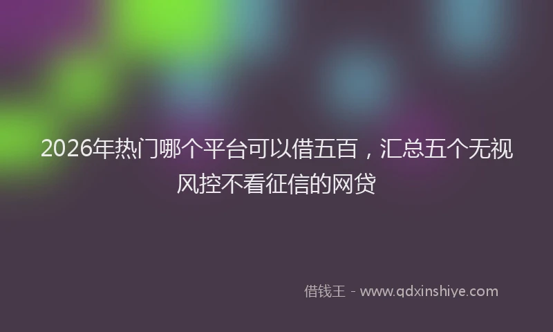 2026年热门哪个平台可以借五百，汇总五个无视风控不看征信的网贷