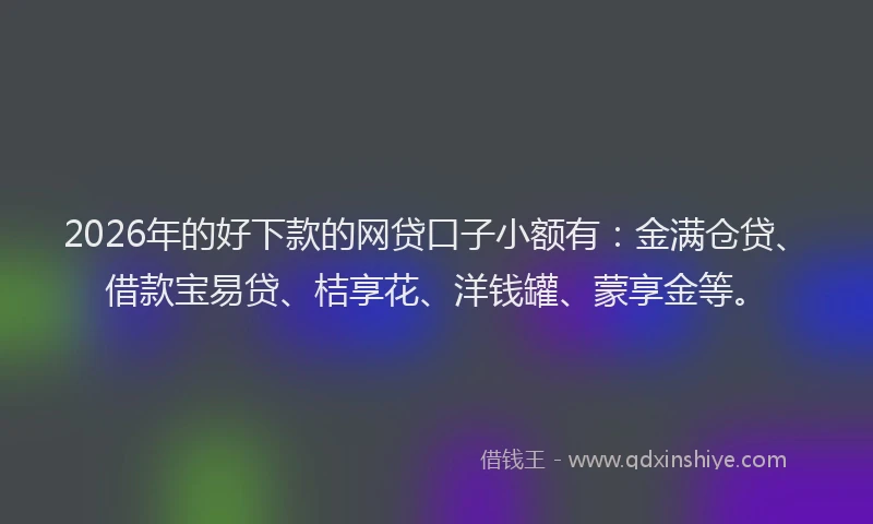 2026年的好下款的网贷口子小额有：金满仓贷、借款宝易贷、桔享花、洋钱罐、蒙享金等。