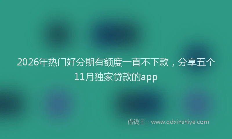 2026年热门好分期有额度一直不下款，分享五个11月独家贷款的app