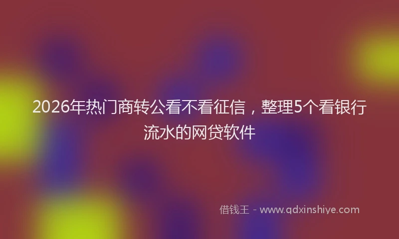 2026年热门商转公看不看征信，整理5个看银行流水的网贷软件