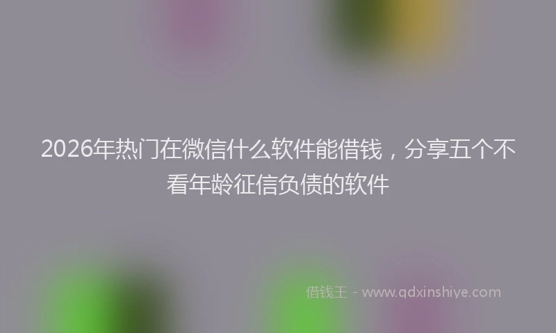 2026年热门在微信什么软件能借钱，分享五个不看年龄征信负债的软件
