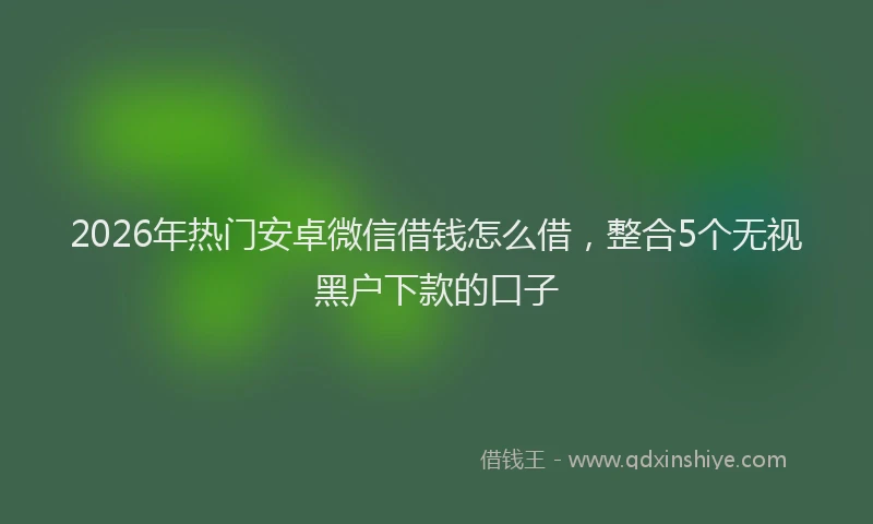 2026年热门安卓微信借钱怎么借，整合5个无视黑户下款的口子