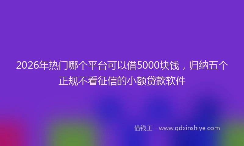 2026年热门哪个平台可以借5000块钱，归纳五个正规不看征信的小额贷款软件