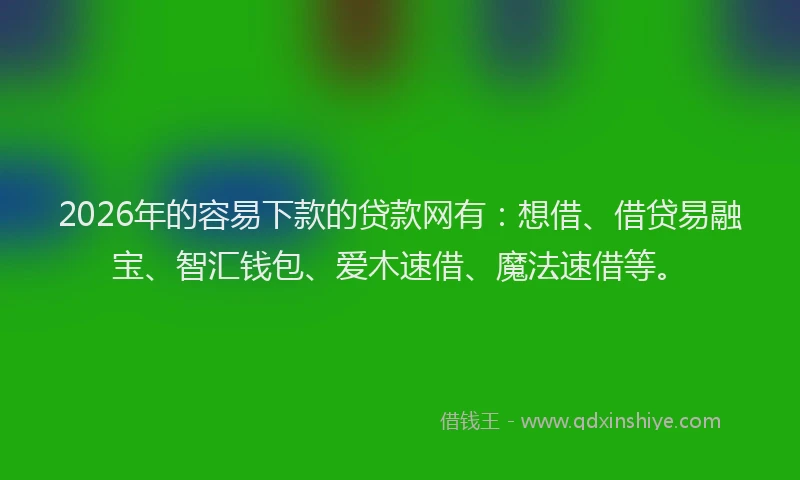 2026年的容易下款的贷款网有：想借、借贷易融宝、智汇钱包、爱木速借、魔法速借等。