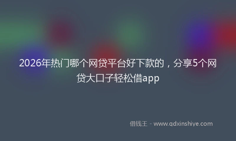 2026年热门哪个网贷平台好下款的，分享5个网贷大口子轻松借app