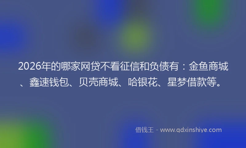 2026年的哪家网贷不看征信和负债有：金鱼商城、鑫速钱包、贝壳商城、哈银花、星梦借款等。