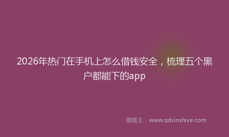 2026年热门在手机上怎么借钱安全，梳理五个黑户都能下的app