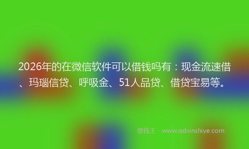 2026年的在微信软件可以借钱吗有：现金流速借、玛瑙信贷、呼吸金、51人品贷、借贷宝易等。