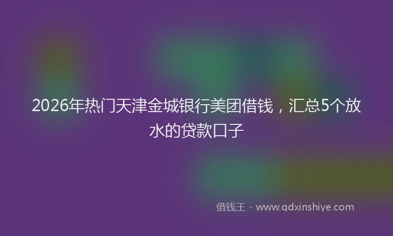 2026年热门天津金城银行美团借钱，汇总5个放水的贷款口子