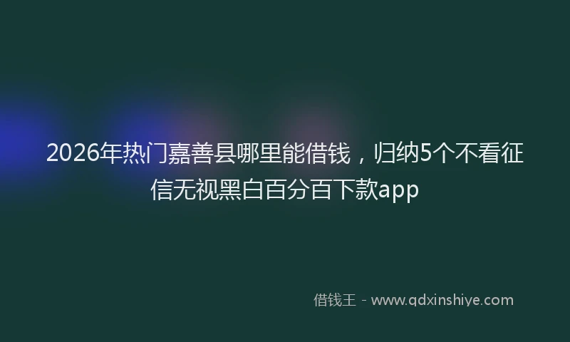 2026年热门嘉善县哪里能借钱，归纳5个不看征信无视黑白百分百下款app