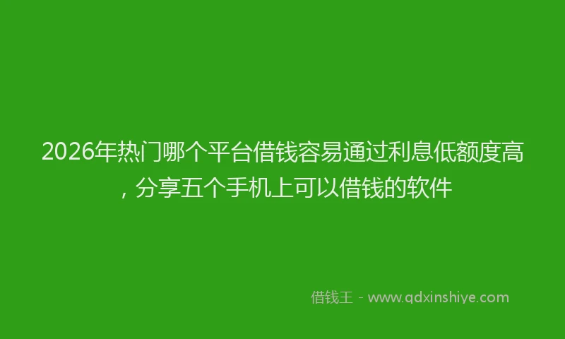 2026年热门哪个平台借钱容易通过利息低额度高，分享五个手机上可以借钱的软件