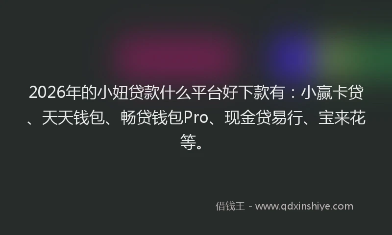 2026年的小妞贷款什么平台好下款有：小赢卡贷、天天钱包、畅贷钱包Pro、现金贷易行、宝来花等。